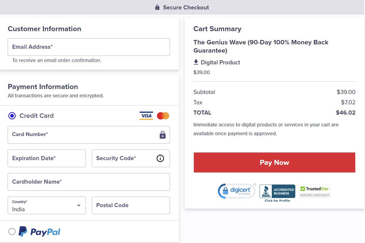 The Genius Wave Order Page